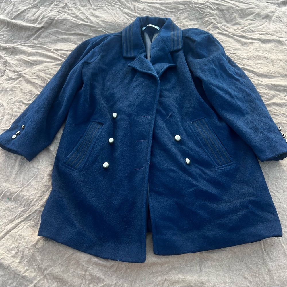 Vintage DonnyBrook Navy Nautical Sailor Wool Pea Coat Size Large